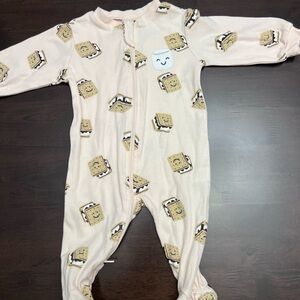Cozy Cream S'mores Print Kids Footie